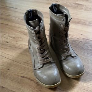Gray combat boots